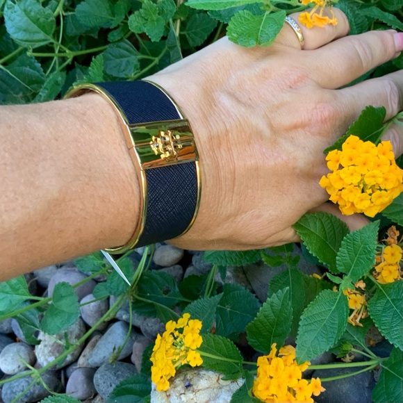 Tory Burch Logo Blue/gold Bangle Bracelet - Picture 11 of 11